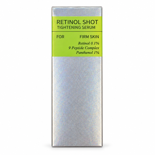Unbranded Retinol Shot Tightening Serum silver and green carton – front