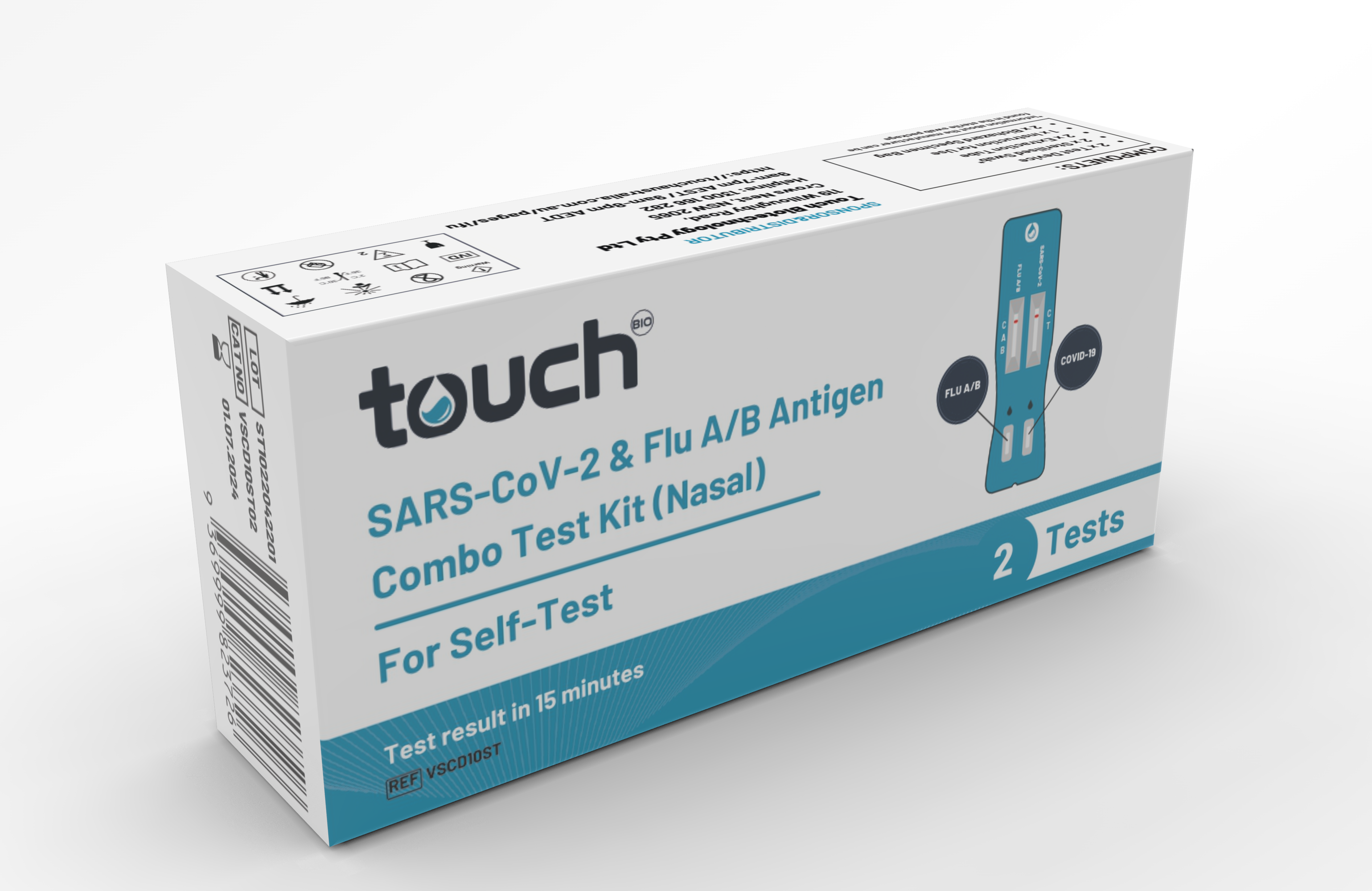 Touch Bio Combo Covid-19 & Flu A/B Rapid Antigen Test | 2 Test Kit – Oz ...