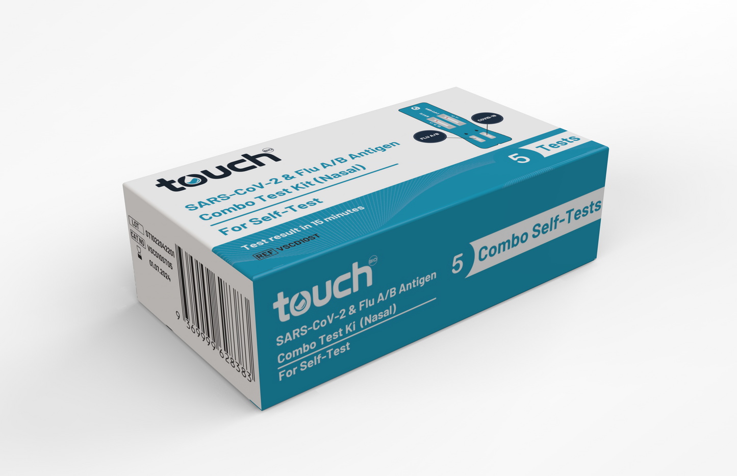 Touch Bio Combo Covid-19 & Flu A/B Rapid Antigen Test | 5 Test Kit